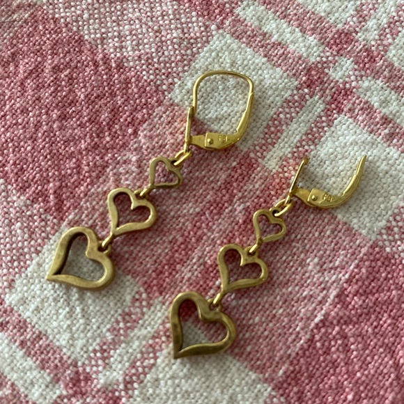 GERMAN FB FRANZ BREUNING VINTAGE 333 GOLD 8K TRIPLE OPEN HEART DANGLE EARRINGS - Picture 5 of 7